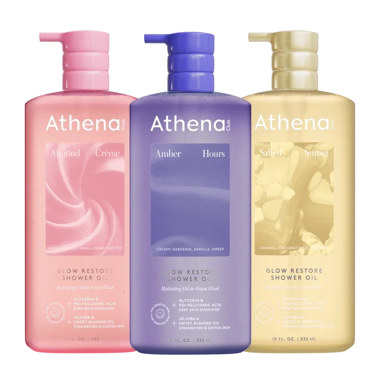 Glow Restore Shower Oil Trio L8 Almond Creme, Amber Hours, Salted Sunset